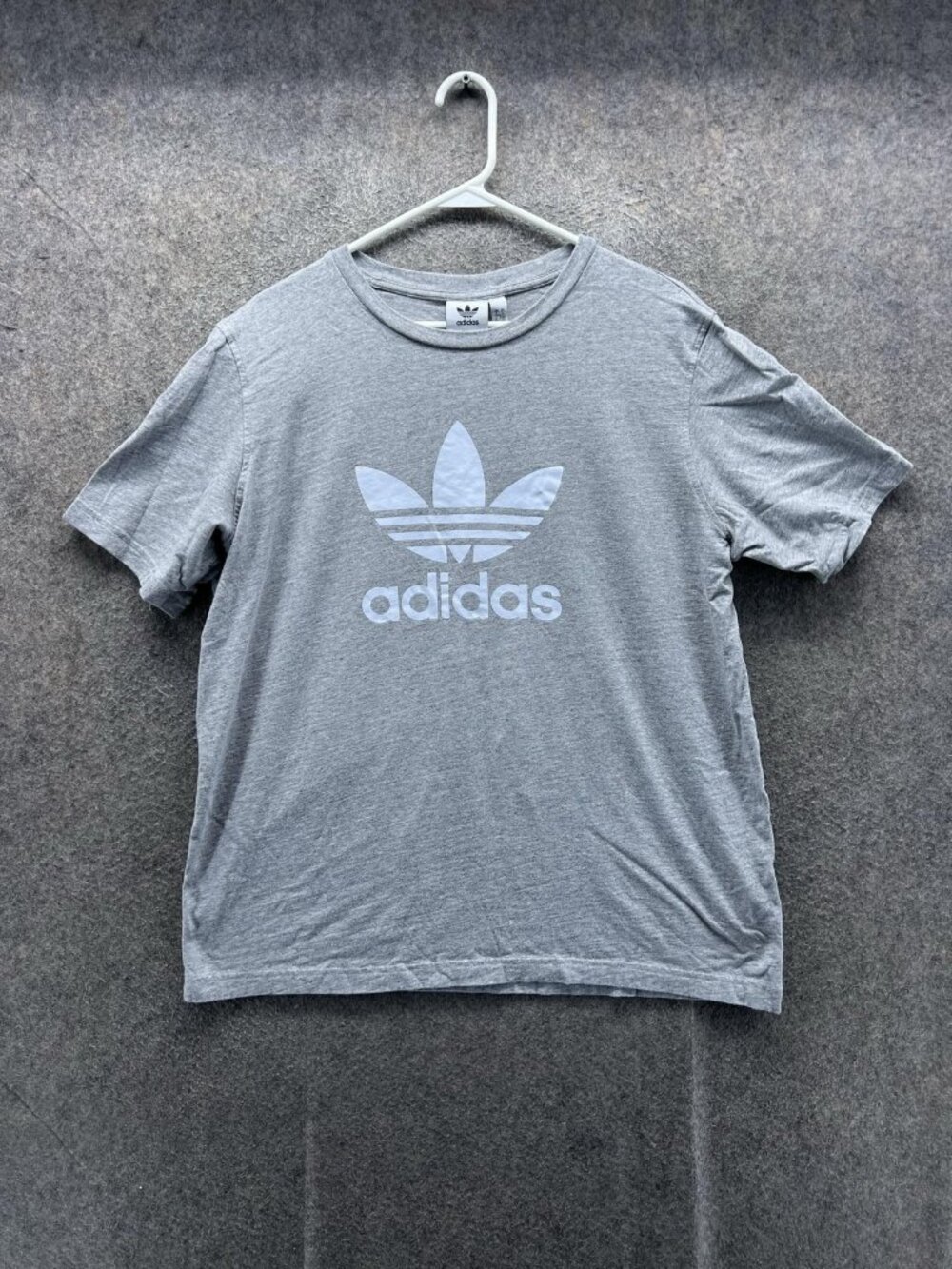 Adidas Shirt Womens Large Gray Trefoil Logo Crew Neck Short Sleeve Casual Top
